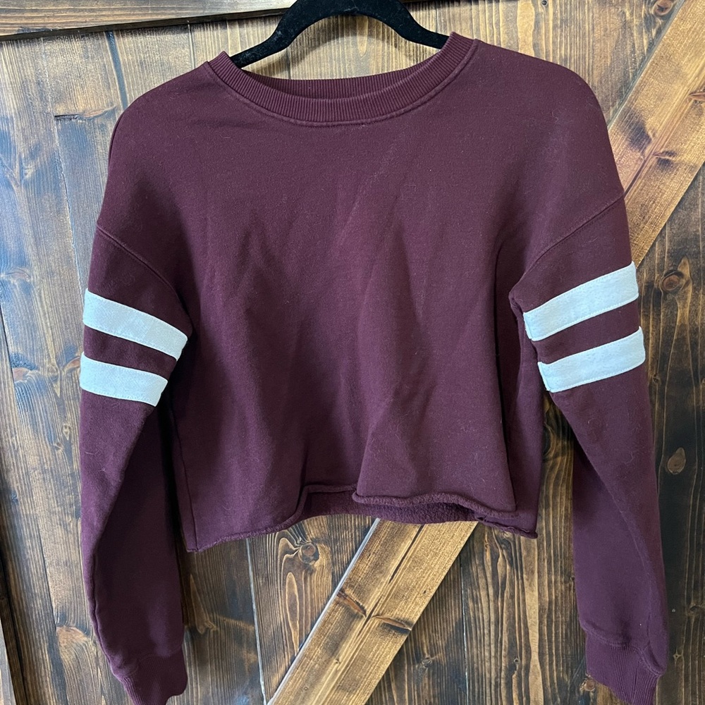 Cropped Maroon Long Sleeve Top